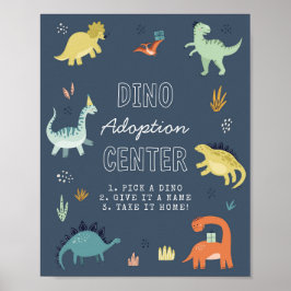 Póster Letrero de adopción de dinosaurio lindo