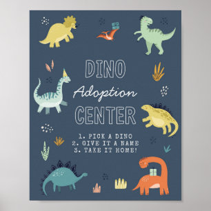 Póster Letrero de adopción de dinosaurio lindo