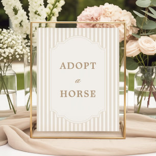 Póster Letrero de Adoptar un Caballo con Franja Marrón Ne