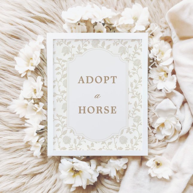 Póster Letrero de Adoptar un Caballo con Toile Floral Mar (Subido por el creador)