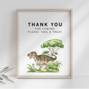 Póster Letrero de agradecimiento de dinosaurio jurásico a