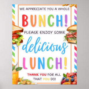 Póster Letrero de Agradecimiento por el Almuerzo, Gracias