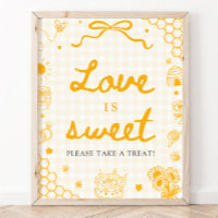 Letrero de Amor de Abeja de Miel de Gingham Amaril