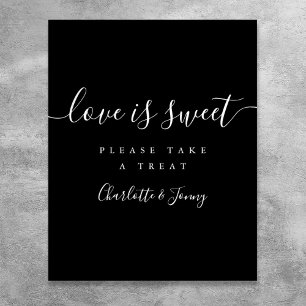 Póster Letrero De Amor Elegante Con Letra Negra Y Blanca 