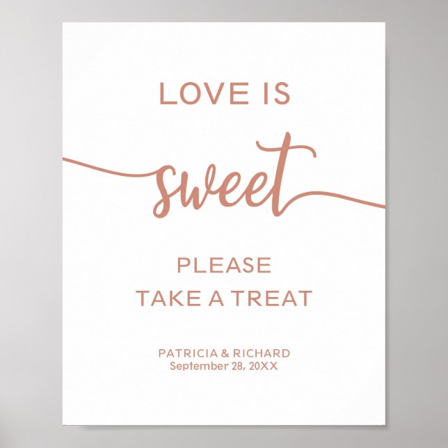 Póster Letrero de Amor Es Dulce Toma Un Regalo de Rosa Do (Frente)