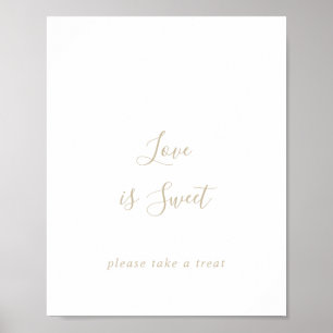 Póster Letrero de amor simple minimalista dorado Es dulce