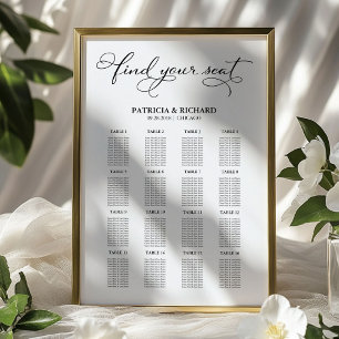 Póster Letrero de Asientos de Boda Letra Elegante