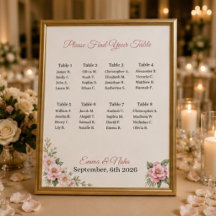 Letrero de Asientos de Boda Personalizado