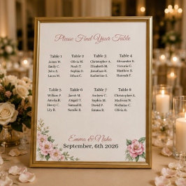 Póster Letrero de Asientos de Boda Personalizado