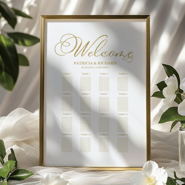 Póster Letrero de Asientos para Boda con Hoja de Oro (Subido por el creador)