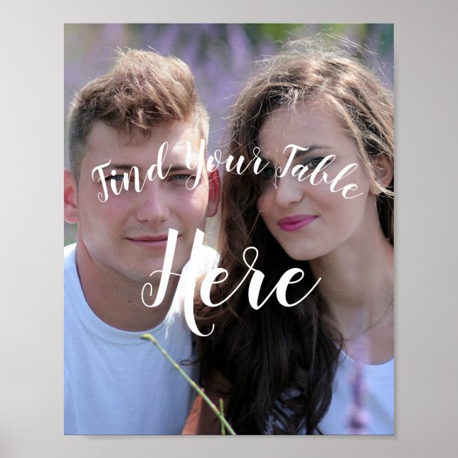 Póster Letrero de Asignación de Mesa de Boda con Foto (Frente)