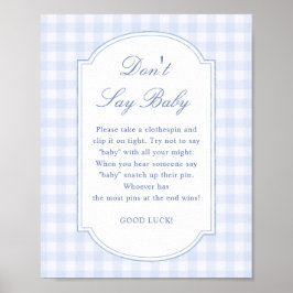 Póster Letrero de Baby Shower Azul No Digas Bebé