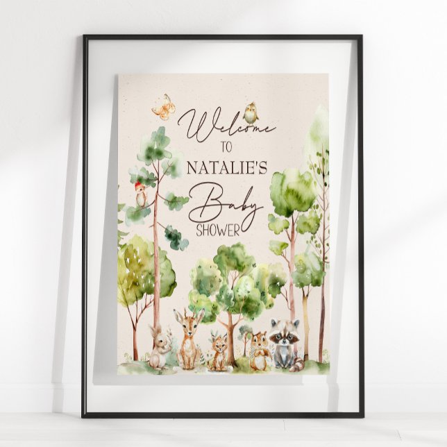 Póster Letrero de Baby Shower Boho de Animales del Bosque (Subido por el creador)