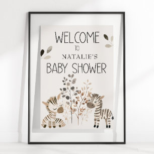 Póster Letrero de Baby Shower de Animales de la Guardería