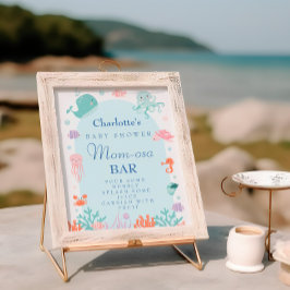 Póster Letrero de Baby Shower de la barra Mom-osa pastel 