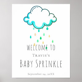 Póster Letrero de Baby Shower de Niño Nube de Lluvia
