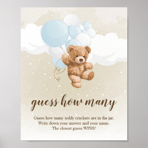 Póster Letrero de Baby Shower de Oso de Peluche Neutral