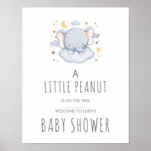Póster Letrero de Baby Shower de Pequeña Mani - Niño