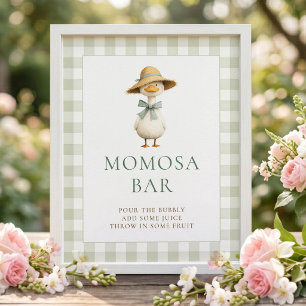 Póster Letrero de Baby Shower de Silly Goose Gingham Momo