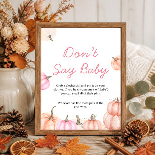 Póster Letrero de Baby Shower de Una Pequeña Calabaza N