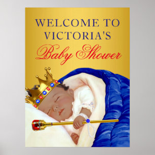 Póster Letrero de baby shower del príncipe étnico