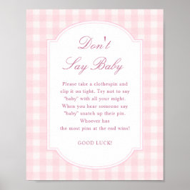 Póster Letrero de Baby Shower Rosa No Digas Bebé