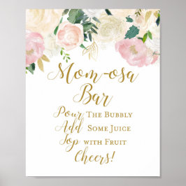 Póster Letrero de Baby Shower Rosa y Dorado