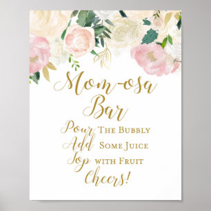 Póster Letrero de Baby Shower Rosa y Dorado