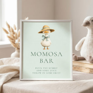 Póster Letrero de Baby Shower Silly Goose Sage Momosa Bar