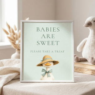 Póster Letrero de Baby Shower Silly Goose Sage Take a Tre