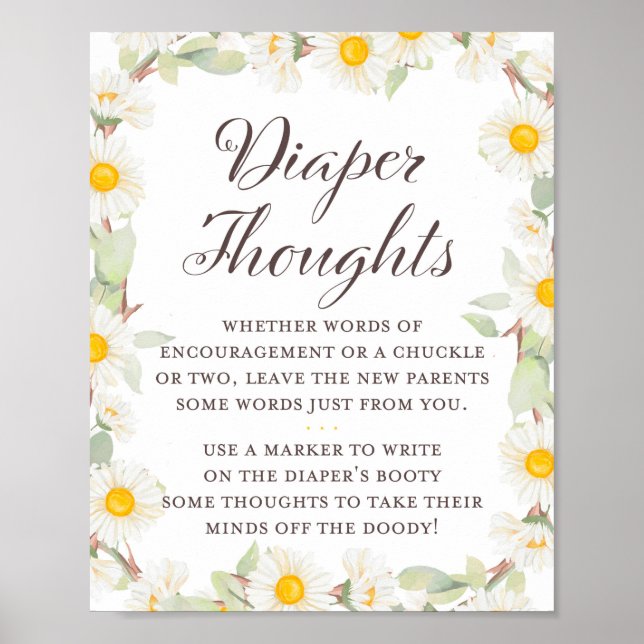 Póster Letrero de Baby Shower Temático de Margaritas de P (Frente)