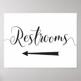 Póster Letrero de Baños Boda Direcciones Flecha Izquierda