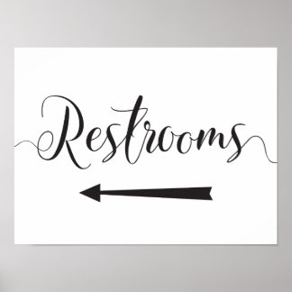Póster Letrero de Baños Boda Direcciones Flecha Izquierda