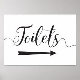 Póster Letrero de Baños de Boda con Flecha Derecha