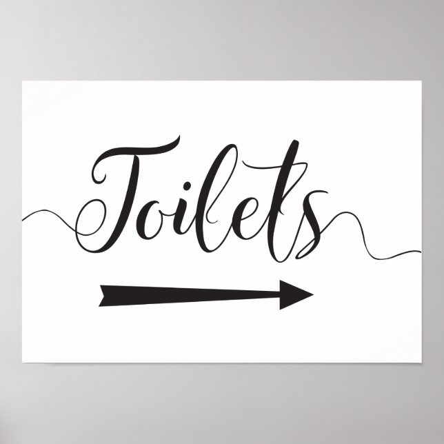 Póster Letrero de Baños de Boda con Flecha Derecha (Frente)