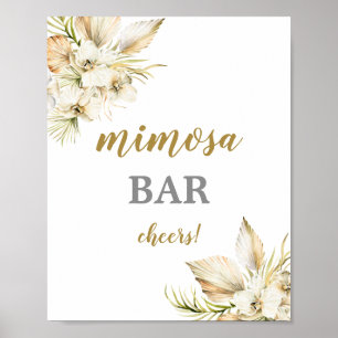 Póster Letrero de bar de palmeras secas del desierto Boho
