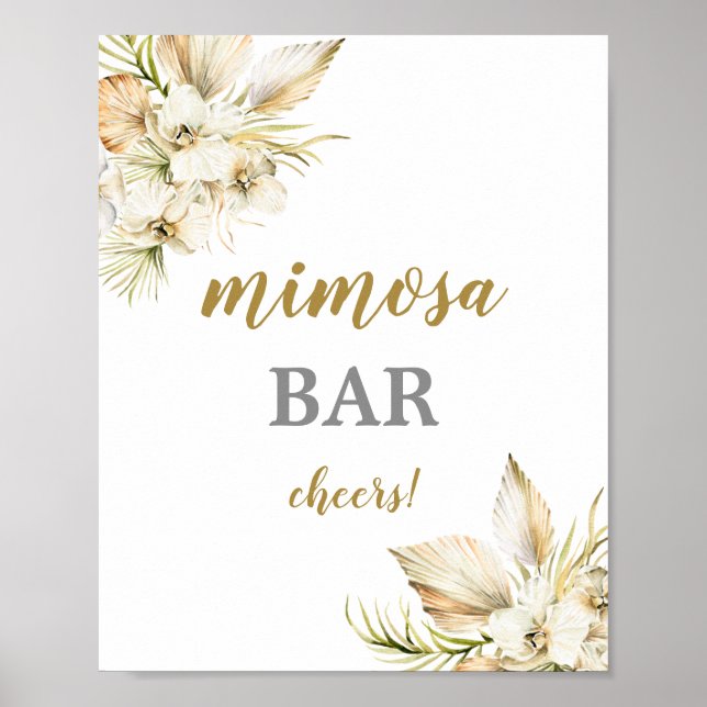 Póster Letrero de bar de palmeras secas del desierto Boho (Frente)