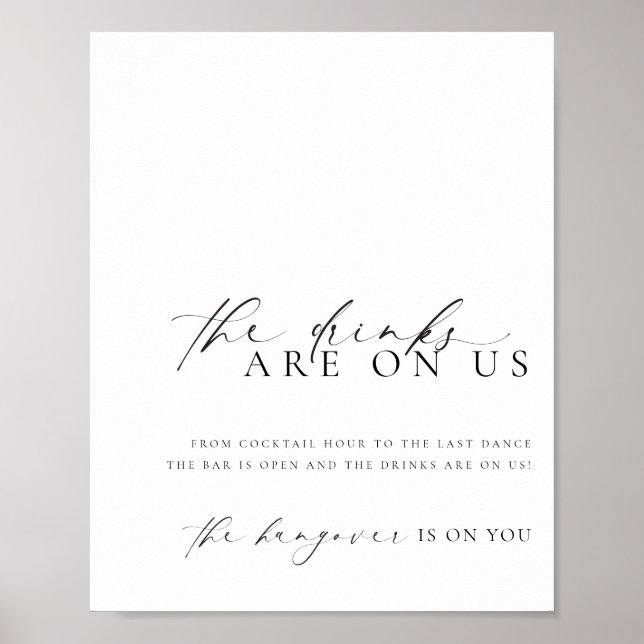 Póster Letrero de barra abierta minimalista moderna de El (Frente)