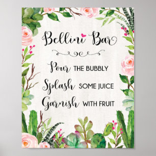 Póster Letrero de barra Bellini Fiesta Cactus Letrero de 