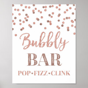Póster Letrero de barra burbujeante de confeti de oro ros