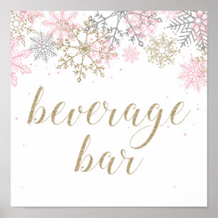 Póster Letrero de barra de bebidas de Winter Onederland r