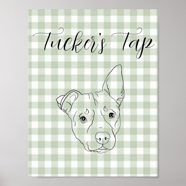 Póster Letrero de barra de boda con perro  (Frente)