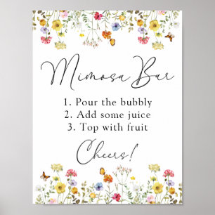 Póster Letrero de barra de brunch de mimosa botánica de f