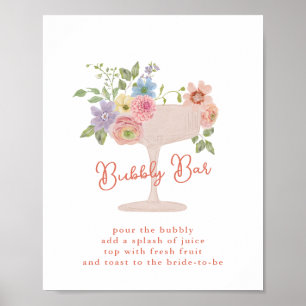 Póster Letrero de barra de burbujas para brindis de boda
