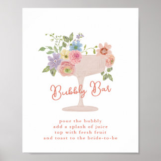 Póster Letrero de barra de burbujas para brindis de boda 