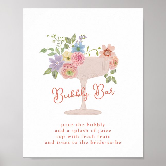 Póster Letrero de barra de burbujas para brindis de boda  (Frente)