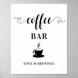 Póster Letrero de barra de café para boda