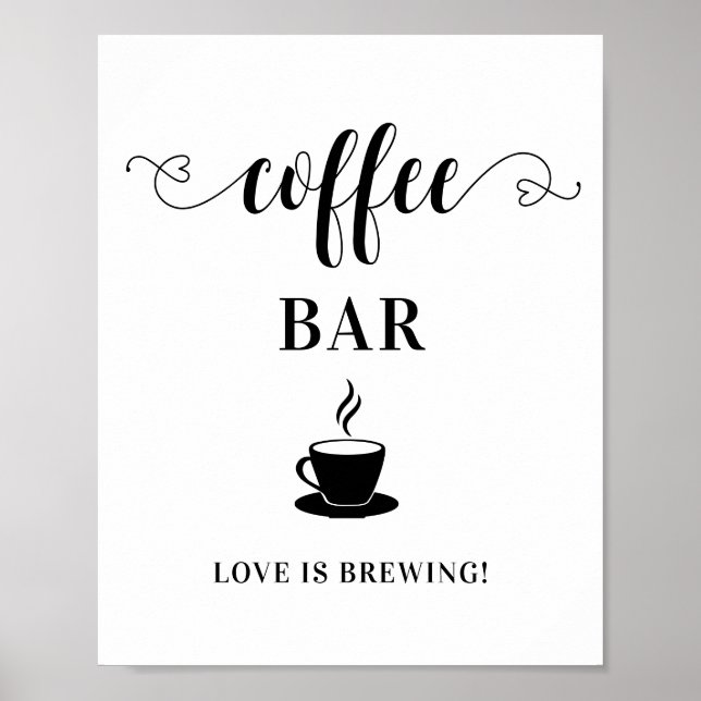 Póster Letrero de barra de café para boda (Frente)