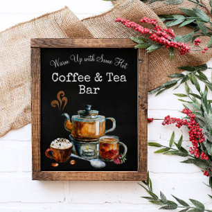 Póster Letrero de barra de café y té caliente