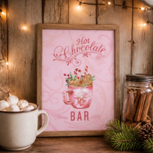 Póster Letrero de barra de chocolate caliente de Navidad